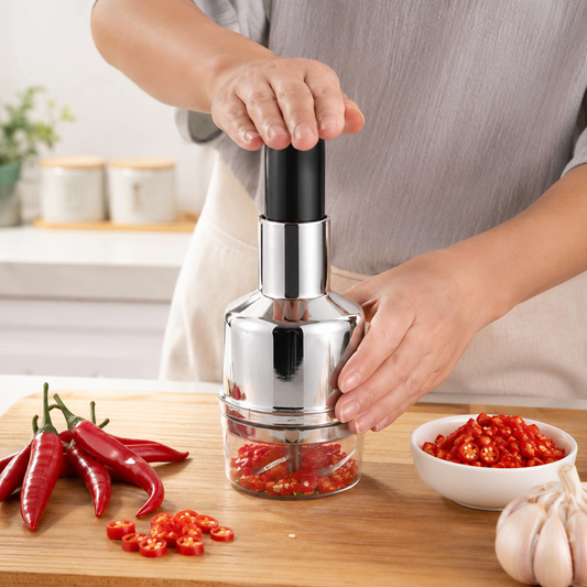 Manual Garlic Chopper Press - Stainless Steel Food Mincer