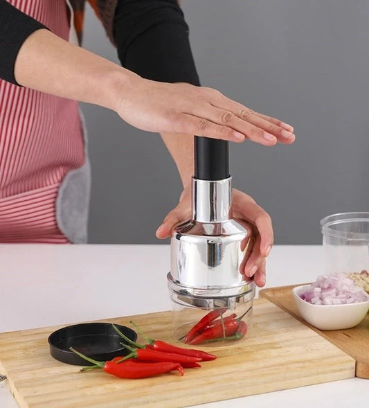 Manual Garlic Chopper Press - Stainless Steel Food Mincer
